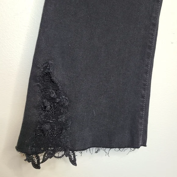 J Brand Belena Hendrix Reign Black Denim Jeans Lace Inset Demi Bootcut 28 - Picture 5 of 7
